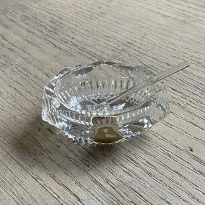 Crystal salt cellar and spoon